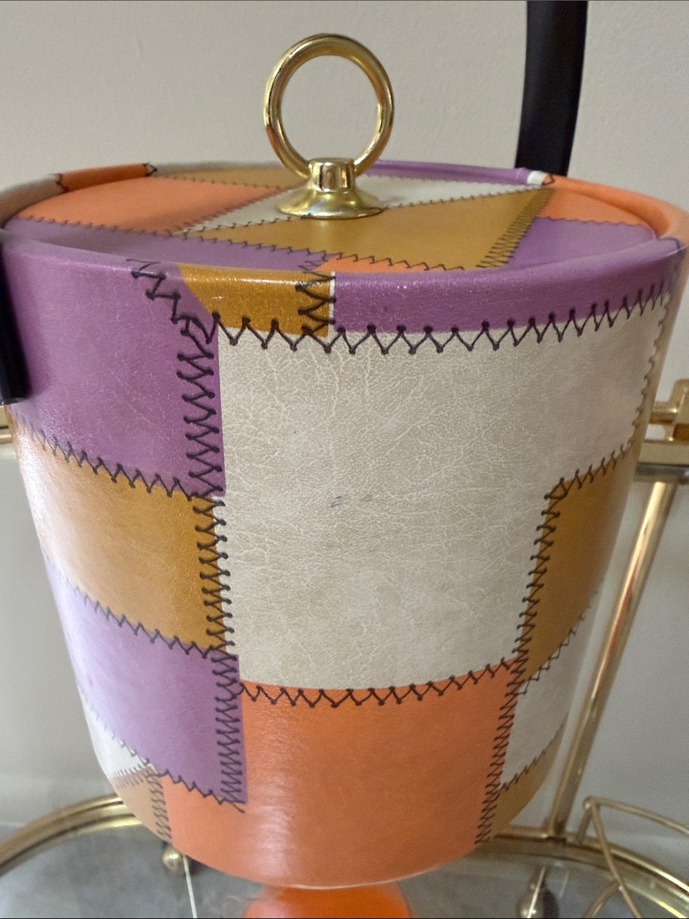 Mid Century Multicolor Patchwork  Ice Bucket - Picture 14 of 17